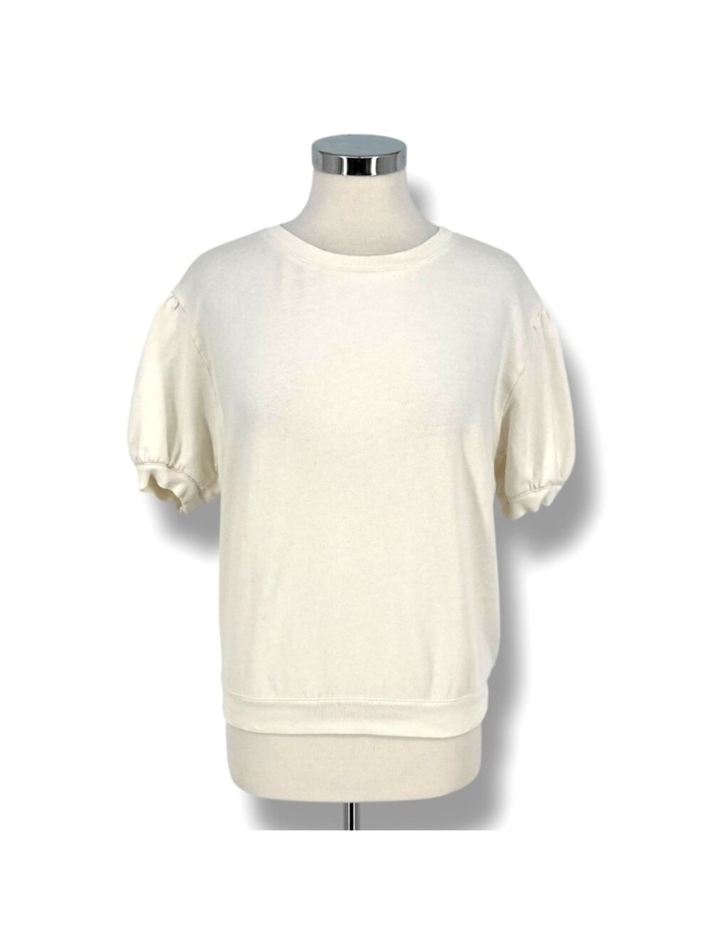 J.Crew White Puff-Sleeve Cotton Sweatshirt Size Small Balletcore Romantic Chic